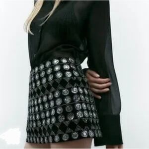 Zara Velvet Sequence Mini Skirt